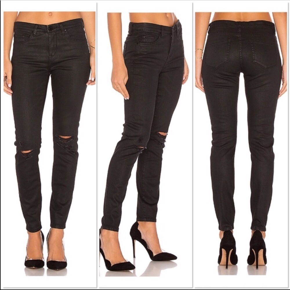 BLANKNYC Coated Black Distressed Skinny Jeans